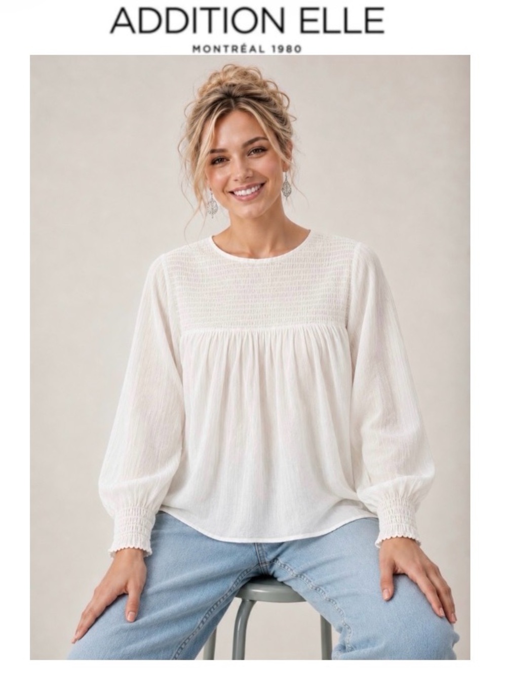 4X Addition Elle Airy Blouse with Shirred Top and Sleeves
